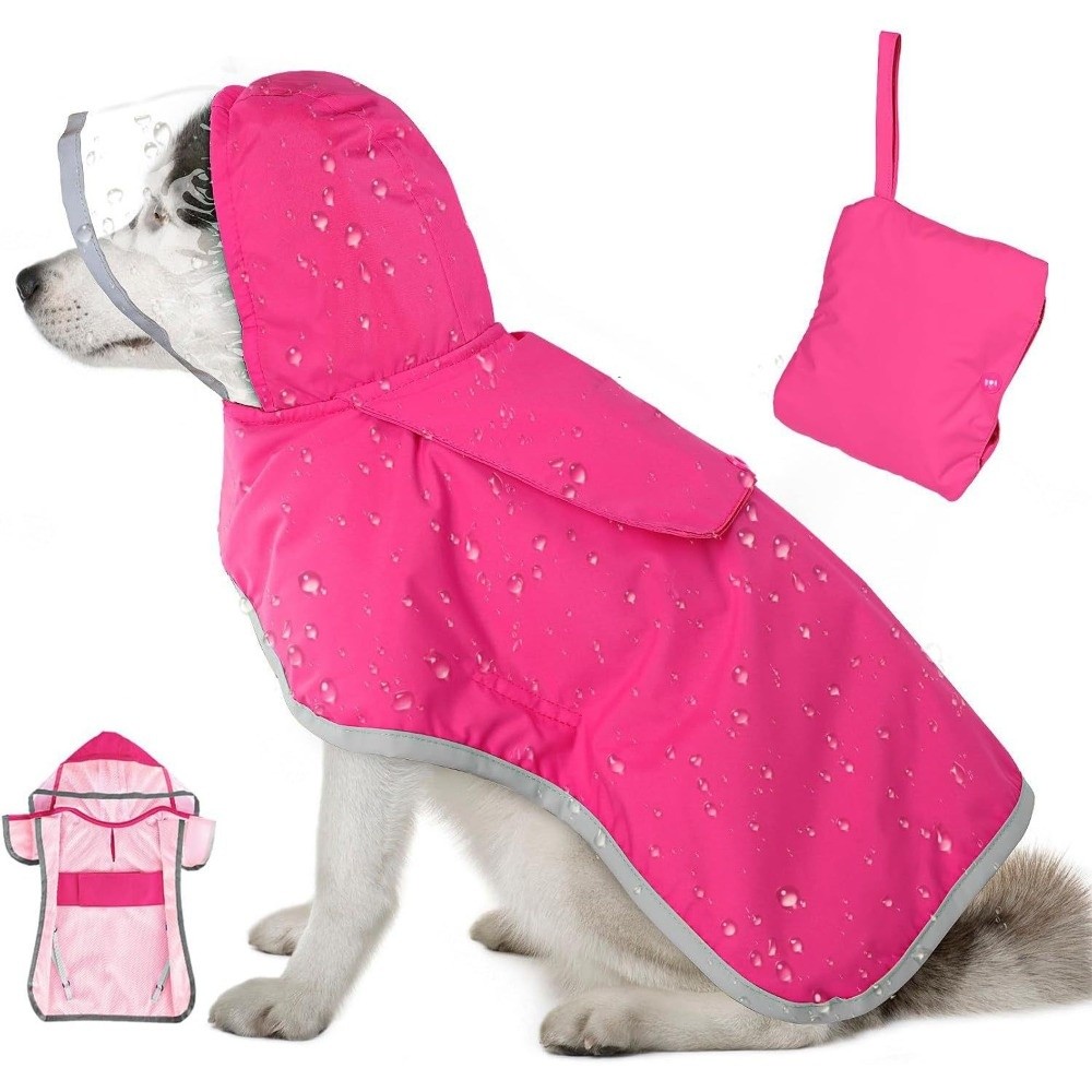 Dog Raincoat - Jas Hujan Anjing Berkerudung Tahan Air