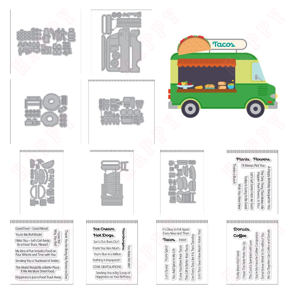 Dog Raincoat - Stempel dan Cetakan Truk Hamburger dan