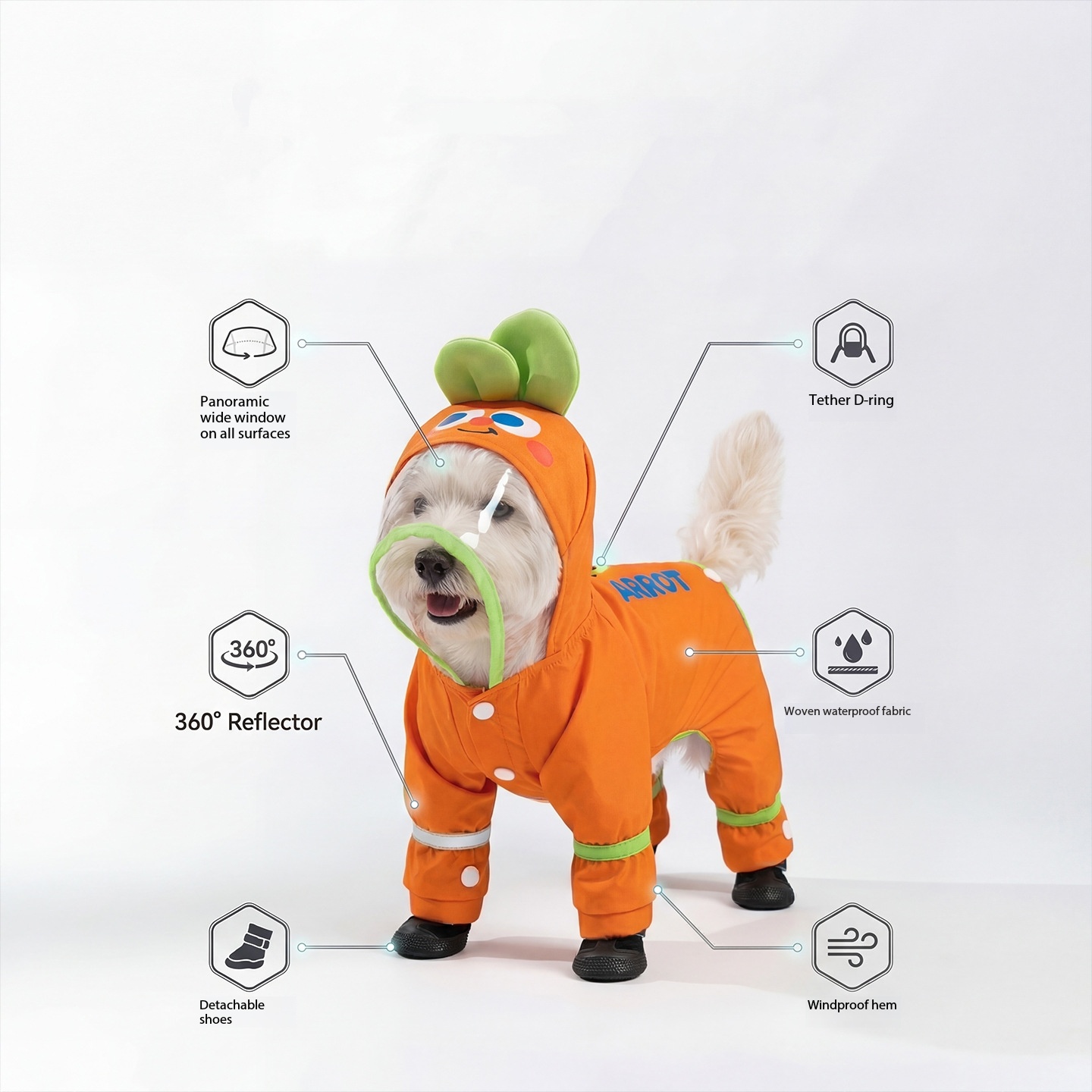 Jas Hujan Anjing Oranye Motif  - Dog Raincoat ulasan dan harga